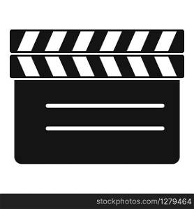 Closed film clapper icon. Simple illustration of closed film clapper vector icon for web design isolated on white background. Closed film clapper icon, simple style