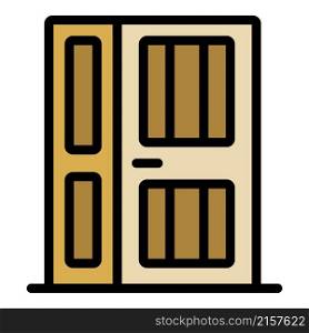 Closed front door icon. Outline closed front door vector icon color flat isolated. Closed front door icon color outline vector