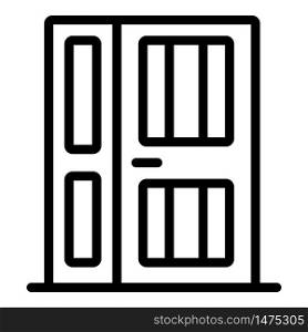 Closed front door icon. Outline closed front door vector icon for web design isolated on white background. Closed front door icon, outline style