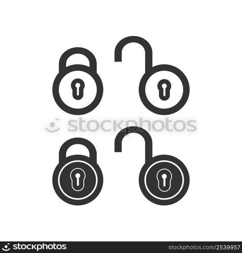 Closed lock and open lock icon. Padlock illustration symbol. Sign safety vector.