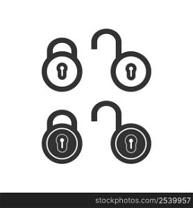 Closed lock and open lock icon. Padlock illustration symbol. Sign safety vector.