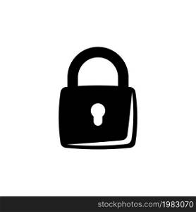 Closed Lock, Mechanical Padlock. Flat Vector Icon illustration. Simple black symbol on white background. Closed Lock, Mechanical Padlock sign design template for web and mobile UI element. Closed Lock, Mechanical Padlock Flat Vector Icon