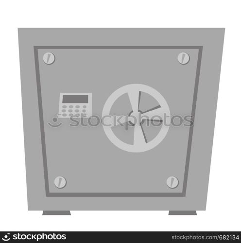 Closed metal bank security safe with code vector cartoon illustration isolated on white background.. Closed metal bank safe vector cartoon illustration