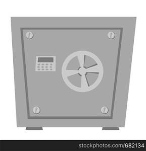 Closed metal bank security safe with code vector cartoon illustration isolated on white background.. Closed metal bank safe vector cartoon illustration