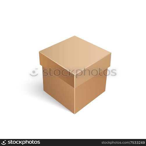 Closed parcel for packaging presents, empty gift icon vector isolated. Square package box mockup, package 3D isometric sign. Cargo for shipping goods. Closed Parcel Packaging Presents, Empty Gift Icon