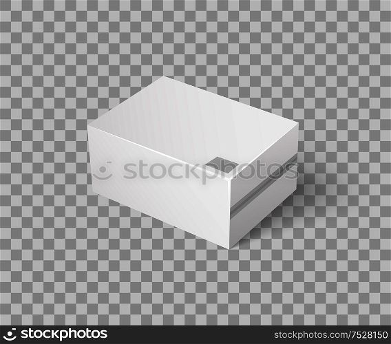 Closed parcel icon vector on transparent. Rectangular package box mockup 3D isometric sign. Cargo for shopping, shipping merchandise for storage goods. Closed Parcel Icon Vector Rectangular Package Box