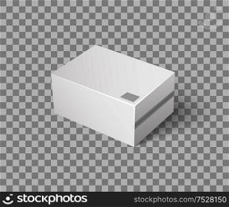 Closed parcel icon vector on transparent. Rectangular package box mockup 3D isometric sign. Cargo for shopping, shipping merchandise for storage goods. Closed Parcel Icon Vector Rectangular Package Box