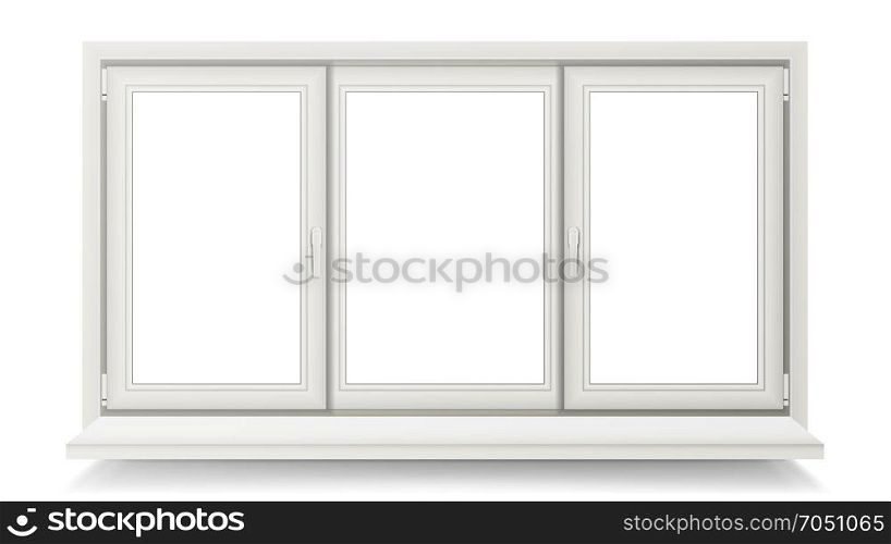 Closed Plastic Window Vector. Isolated On White Illustration. Plastic Window Vector. Home Window Design Concept. Isolated