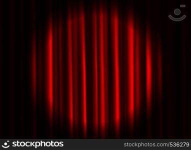 Closed red curtain. Theatrical drapes stage curtains opening ceremony theater movie spotlight closed velvet fabric textile vector background. Closed red curtain. Theatrical drapes stage curtains opening ceremony theater movie spotlight closed velvet fabric vector background