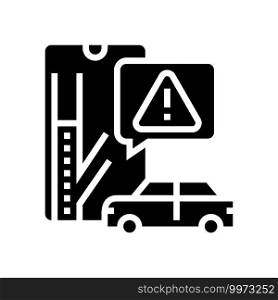 closed road warning glyph icon vector. closed road warning sign. isolated contour symbol black illustration. closed road warning glyph icon vector illustration