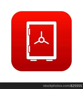 Closed safe icon digital red for any design isolated on white vector illustration. Closed safe icon digital red
