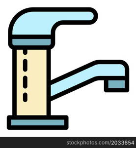 Closed water tap icon. Outline closed water tap vector icon color flat isolated. Closed water tap icon color outline vector