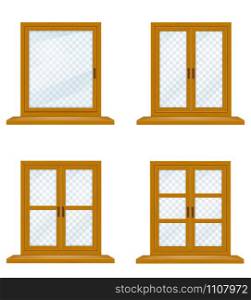 closed wooden window with transparent glass for design vector illustration isolated on white background