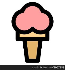 Closeup of fluffy waffle cone ice cream.