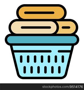 Cloth basket icon outline vector. Iron table. Ironing steam color flat. Cloth basket icon vector flat