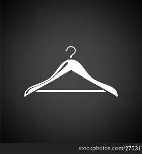 Cloth hanger icon. Black background with white. Vector illustration.