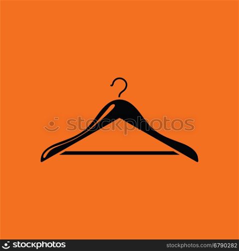 Cloth hanger icon. Orange background with black. Vector illustration.