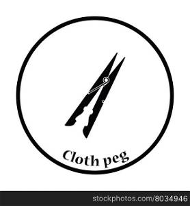 Cloth peg icon. Thin circle design. Vector illustration.