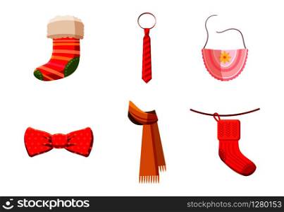Clothes accessories icon set. Cartoon set of clothes accessories vector icons for web design isolated on white background. Clothes accessories icon set, cartoon style