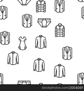 Clothes And Wearing Accessories Vector Seamless Pattern Thin Line Illustration. Clothes And Wearing Accessories Vector Seamless Pattern