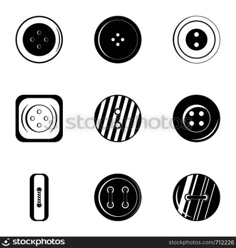 Clothes button accessory icon set. Simple set of 9 clothes button accessory vector icons for web isolated on white background. Clothes button accessory icon set, simple style