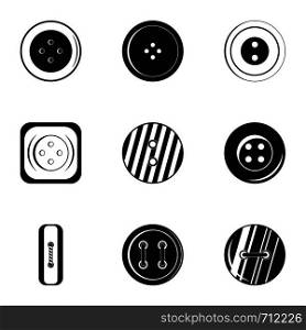 Clothes button accessory icon set. Simple set of 9 clothes button accessory vector icons for web isolated on white background. Clothes button accessory icon set, simple style
