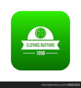 Clothes button design icon green vector isolated on white background. Clothes button design icon green vector