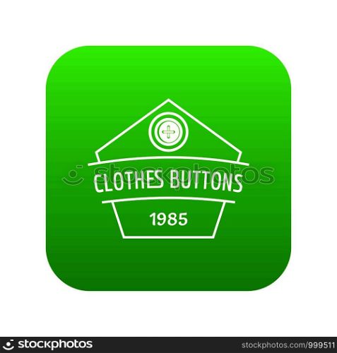 Clothes button dress icon green vector isolated on white background. Clothes button dress icon green vector
