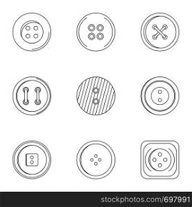 Clothes button icon set. Outline set of 9 clothes button vector icons for web isolated on white background. Clothes button icon set, outline style