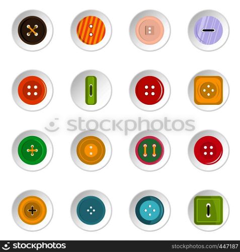 Clothes button icons set in flat style isolated vector icons set illustration. Clothes button icons set in flat style