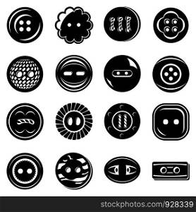 Clothes button icons set. Simple illustration of 16 clothes button vector icons for web. Clothes button icons set, simple style