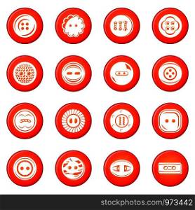 Clothes button icons set vector red circle isolated on white background . Clothes button icons set red vector