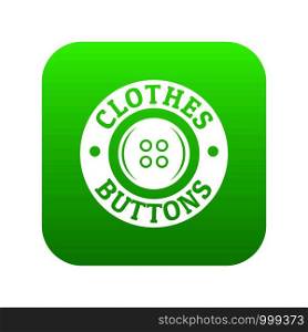 Clothes button vintage icon green vector isolated on white background. Clothes button vintage icon green vector