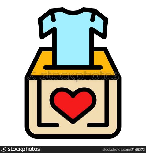 Clothes donation bin icon. Outline clothes donation bin vector icon color flat isolated. Clothes donation bin icon color outline vector