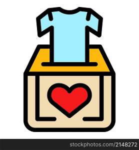 Clothes donation bin icon. Outline clothes donation bin vector icon color flat isolated. Clothes donation bin icon color outline vector
