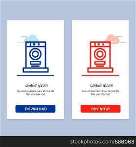 Clothes, Dryer, Furniture, Machine Blue and Red Download and Buy Now web Widget Card Template