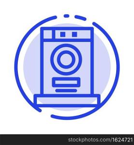 Clothes, Dryer, Furniture, Machine Blue Dotted Line Line Icon