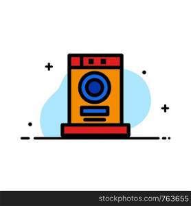 Clothes, Dryer, Furniture, Machine Business Flat Line Filled Icon Vector Banner Template