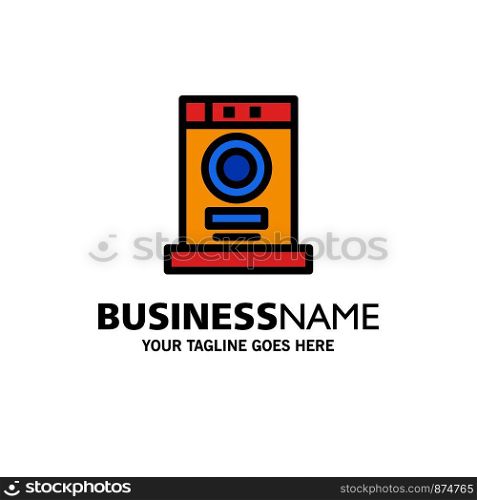 Clothes, Dryer, Furniture, Machine Business Logo Template. Flat Color