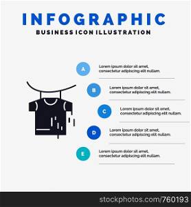 Clothes, Drying, Hanging Solid Icon Infographics 5 Steps Presentation Background