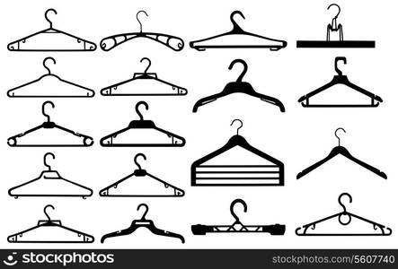 Clothes hanger silhouette collection vector illustration. EPS 10.