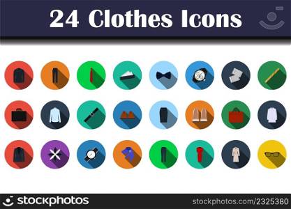 Clothes Icon Set. Flat Design With Long Shadow. Vector illustration.
