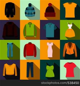 Clothes icons set in flat style for any design. Clothes icons set, flat style
