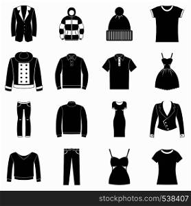 Clothes icons set in simple style on a white background. Clothes icons set, simple style