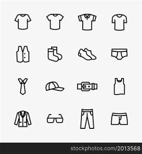 clothes icons vector line style, editable stroke