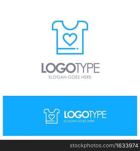 Clothes, Love, Heart, Wedding Blue Outline Logo Place for Tagline