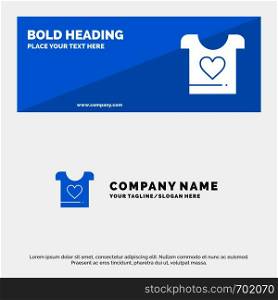 Clothes, Love, Heart, Wedding SOlid Icon Website Banner and Business Logo Template