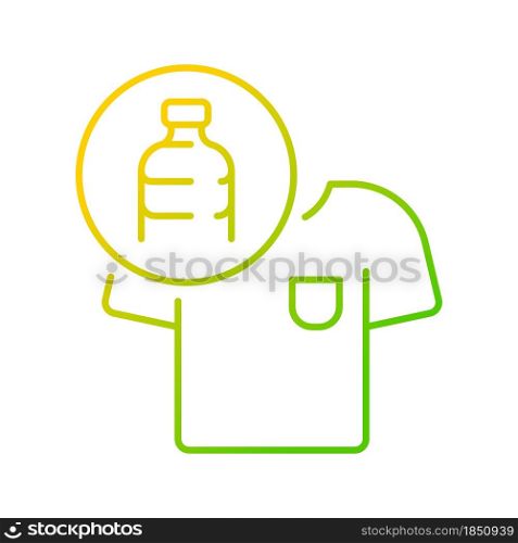Clothes made from plastic bottles gradient linear vector icon. Sustainable clothing item. Sustainable t shirt. Thin line color symbol. Modern style pictogram. Vector isolated outline drawing. Clothes made from plastic bottles gradient linear vector icon