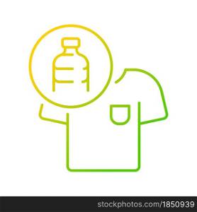 Clothes made from plastic bottles gradient linear vector icon. Sustainable clothing item. Sustainable t shirt. Thin line color symbol. Modern style pictogram. Vector isolated outline drawing. Clothes made from plastic bottles gradient linear vector icon