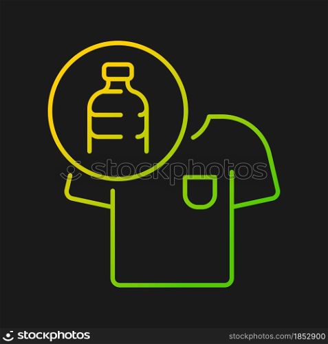 Clothes made from plastic bottles gradient vector icon for dark theme. Sustainable clothing item. Eco fashion. Thin line color symbol. Modern style pictogram. Vector isolated outline drawing. Clothes made from plastic bottles gradient vector icon for dark theme